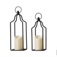 thumbnail image 4 of Set of 2 Decorative Black Metal Candle Lanterns with LED Flameless Candles for Indoor Outdoor Use, Modern Minimalist Hanging Lanterns for Home, Patio, Garden, Wedding, and Table Centerpiece Decor, 4 of 5