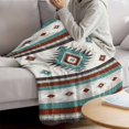 thumbnail image 3 of Turquoise Red Boho Blanket Soft Cozy Warm Throw Blanket for Couch, Plush Fuzzy Flannel Fleece Blankets for Sofa, Southwestern Ethnic Aztec Retro Geometric Bed Blankets Gifts for Men, 50"x60", 3 of 9