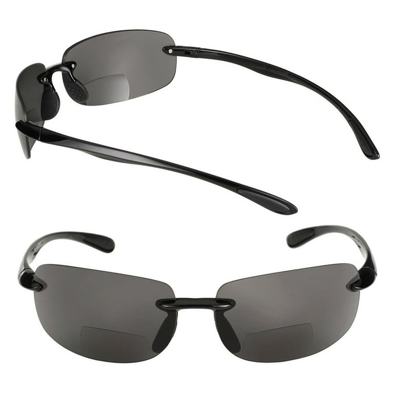 The Influencer 2 Pair of Sport Wrap Non-Polarized Bifocal Sunglasses for  Men and Women - Black/Black (Non-Polarized) - 2.00