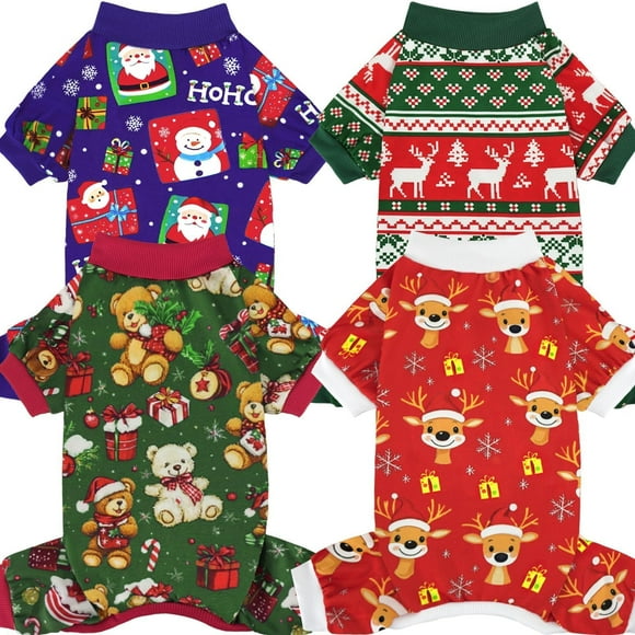 Pijama para perro XPUDAC, disfraz navideño de reno, paquete de 4 unidades, talla M