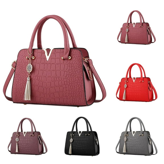 Lispipm Fashion Handbags for Women Leather Crossbody Bags Top Handle Tassel Purses Adjustable Shoulder Strap Daily Bags for Work Shopping Black