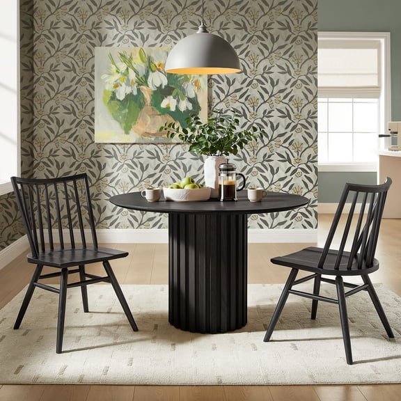 Alvar Spindle Back Dining Side Chairs Set of 2 in Black