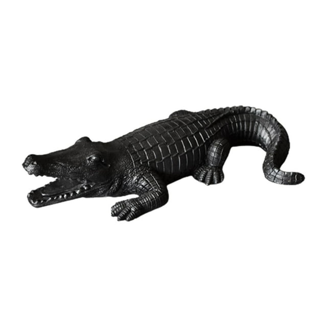 Figura de cocodrilo coleccionable, decoración de escritorio, regalo decorativo, estatua de jardín. negro