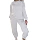 thumbnail image 2 of ICHUANYI Liquidación Traje de pantalones con cordón de temperamento de color de cuello redondo de manga larga para mujer ICHUANYI WER202308243977, 2 of 6