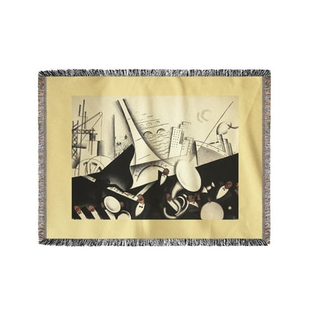 Les Paul 60 Le Tumulte Noir Vintage Poster (artist: Colin, Paul) France c. 1929 (60x80 Woven Chenille Yarn Blanket) ()