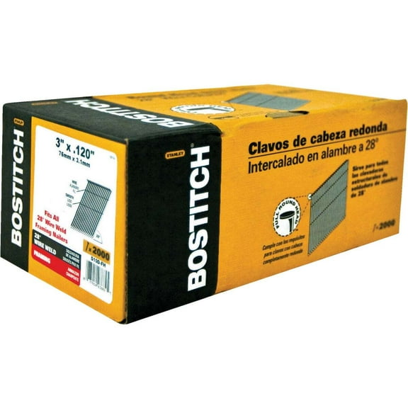 Bostitch S10D-FH 3" Smooth Shank 28° Wire Collated Stick Framing Nails