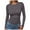 Grey, variant on larppty Womens Long Sleeve Stretch Crewneck Ribbed T-Shirt Fitted Casual Basic Tops Blue, M