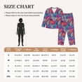 thumbnail image 3 of KLL Tropical Leaves Print Women's Long Sleeve Pajamas with Pants Sleepwear Loungewear 2 Set-Medium, 3 of 7