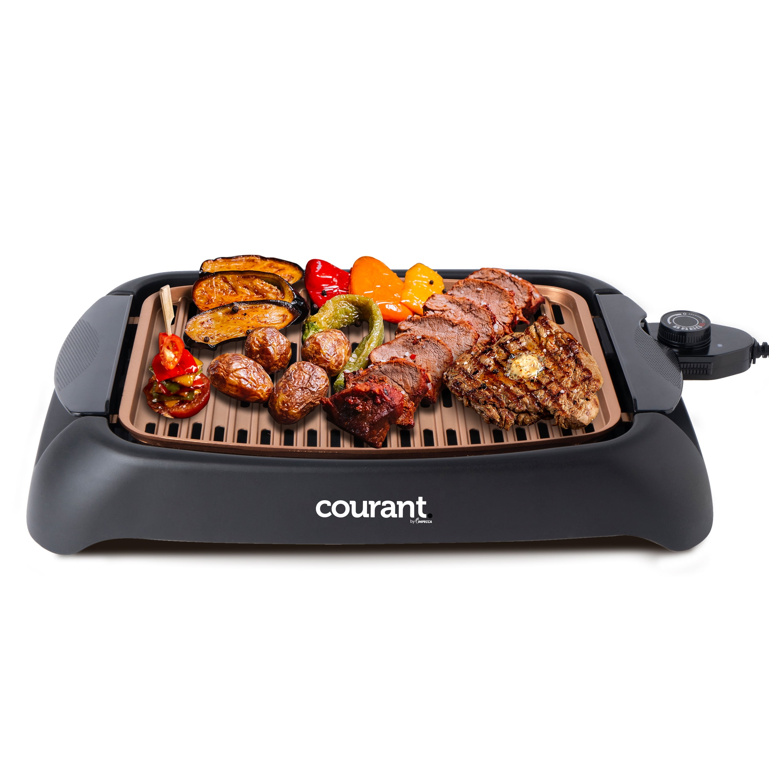 Courant Indoor Smokeless Grill and Griddle with Non-Stick Copper Coating and Adjustable Temperature