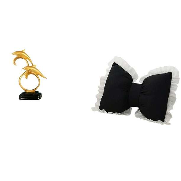 Figura de delfín,Colección de adornos de escritorio con figuras de delfines,Cojín con lazo bonito,Almohada con forma de lazo,bonito cojín decorativo con lazo,Funda de almohada con lazo