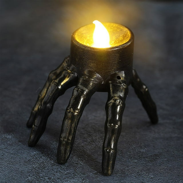YIMWNYI Halloween Skeleton Hand Flameless Candle, LED Halloween Decoration Light, Halloween Table Decor, Battery Operated Candle Lamp, Halloween Party Supplies