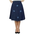 thumbnail image 2 of Bimba Denim Skirt Elastic Back Waist A-line Skirts with Star Applique Patches, 2 of 9