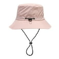 thumbnail image 3 of Xfvqtps Womens Sun Hat Wide Brim Adjustable Drawstring Foldable Sunscreen Sunshade Solid Color Waterproof Breathable Beach Outdoor Summer Fisherman Hat Pink, 3 of 4