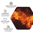 thumbnail image 3 of Fuzoiu Fiery Orange Flames Energy Print Leather Coasters Set,Drink Coasters Set of 4,for Tabletop Protection, Durable PVC Coasters,Home Décor and Housewarming Gift-Hexagon, 3 of 6