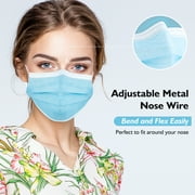 Face Mask Disposable Adults 3Ply Non-Woven with Nose Clip Ear Loop Blue 100 Pcs