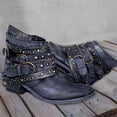 thumbnail image 5 of NOKIO Women'S Statement Buckle Ankle Boots Women'S Retro Cowboy Ankle Boots Women's Boots Girls Short Bootie Cowboy Motorcycle Leather Shoes Ankle Boots Women'S Chic Pointed Toe Booties, 5 of 7