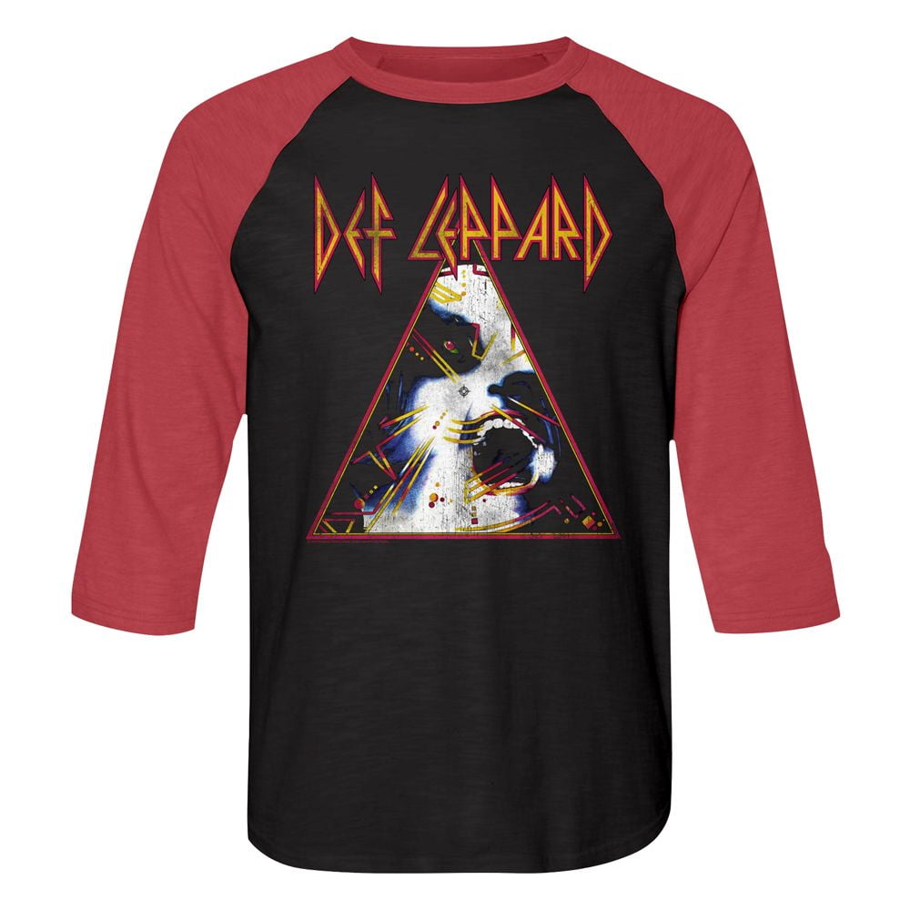 Def Leppard Nobghyst Vintage Black/Vintage Red Adult Raglan Baseball TShirt