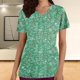 thumbnail image 3 of Tops Cortos para las Mujeres Impreso Bolsillo V-Cuello Enfermera Estilo Blusa, Casual Y Cómodo Manga Corta Superior, 3 of 5
