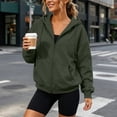 thumbnail image 2 of VBVC Women's Full Zip Up Hooded Sweatshirt , Casual Long Sleeve Coat For Women , Ladies' Loose Fit Athletic Hoodie with Pockets,Army Green,S-2XL, 2 of 10