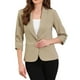 thumbnail image 2 of Blazer de solapa inspirador para mujeres con mangas 3/4, bolsillo y botón único, traje de trabajo M color caqui, 2 of 6