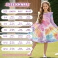 thumbnail image 6 of FKELYI Tie-Dye Dog Paw Print Girl Long Sleeve Dress Ruffle Sleeve Crew Neck Trim Dress for Birthday Party A Line Tiered Swing Pactchwork Dresses, 13-14 Y, 6 of 6