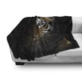 thumbnail image 3 of Tiger Soft Flannel Fleece Throw Blanket, King of Sundarbans in a Dark Environment Mild Mannered Majestic Animal, Cozy Plush for Indoor and Outdoor Use, 60" x 80", Dark Orange Black, by Ambesonne, 3 of 6