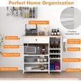 thumbnail image 5 of Topbuy Kitchen Island Cart with Drop-Leaf & Power Outlet Rolling Kitchen Cart on Wheels with Microwave Shelf Glass Holder White & Natural, 5 of 9