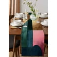 thumbnail image 4 of ERUNPONLY Modern Table Runner - 48 Inch Long Abstract Colorful Patchwork Geometric Cotton and Linen Blended Dress Scarves Farmhouse Table Runner for Kitchen Dining, Coffee Table, 13"x48", 4 of 8