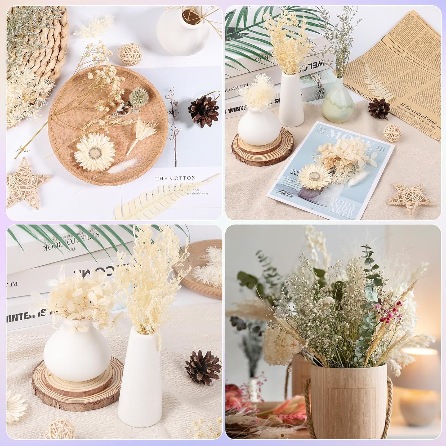 Real Dried Flowers 100% Natural Flowers, Mixed Colors Leaf for DIY Arts and Crafts Candles Resin Jewelry Nail Pendant Cards Scrapbooking Wedding Home Decoration