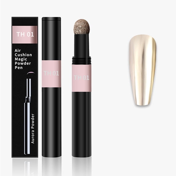 Gold Magic Cushion Pen Th-01 - Mirror Effect Nail Powder Cushion Pen, Gold & Silver Sponge Applicator for Manicure, Nail Pen Easter Mother'S Day Jia Pian Makeup Organizers