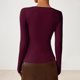 thumbnail image 4 of Camisa de Capa Base de Cuello en V de Color Sólido Casual de Manga Larga de las Mujeres con Poliéster Suave, Blusa de Manga Larga de Moda para Otoño Invierno Diario, 4 of 6