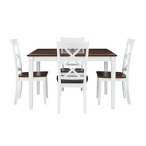 Linon Harrison Five Piece 2 Tone Dining Set in Cherry/White Finished Wood