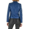 thumbnail image 3 of HOT Women's Genuine Lambskin Real Leather Blue Jacket Stylish Biker Coat W168, 3 of 4