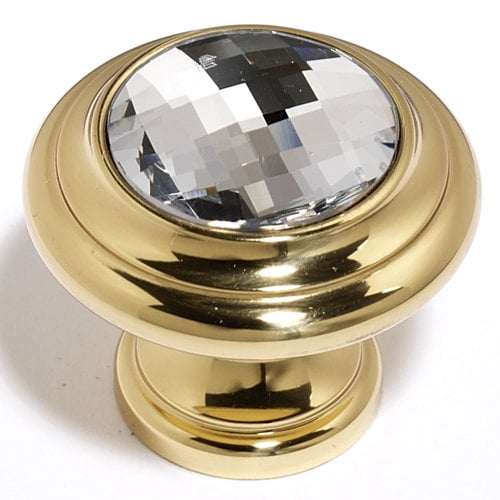 Alno Crystal Round Knob - Clear / Polished Antique
