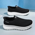 thumbnail image 2 of Black Mesh Slip-On Platform Cushioned Walking Shoes, 2 of 9