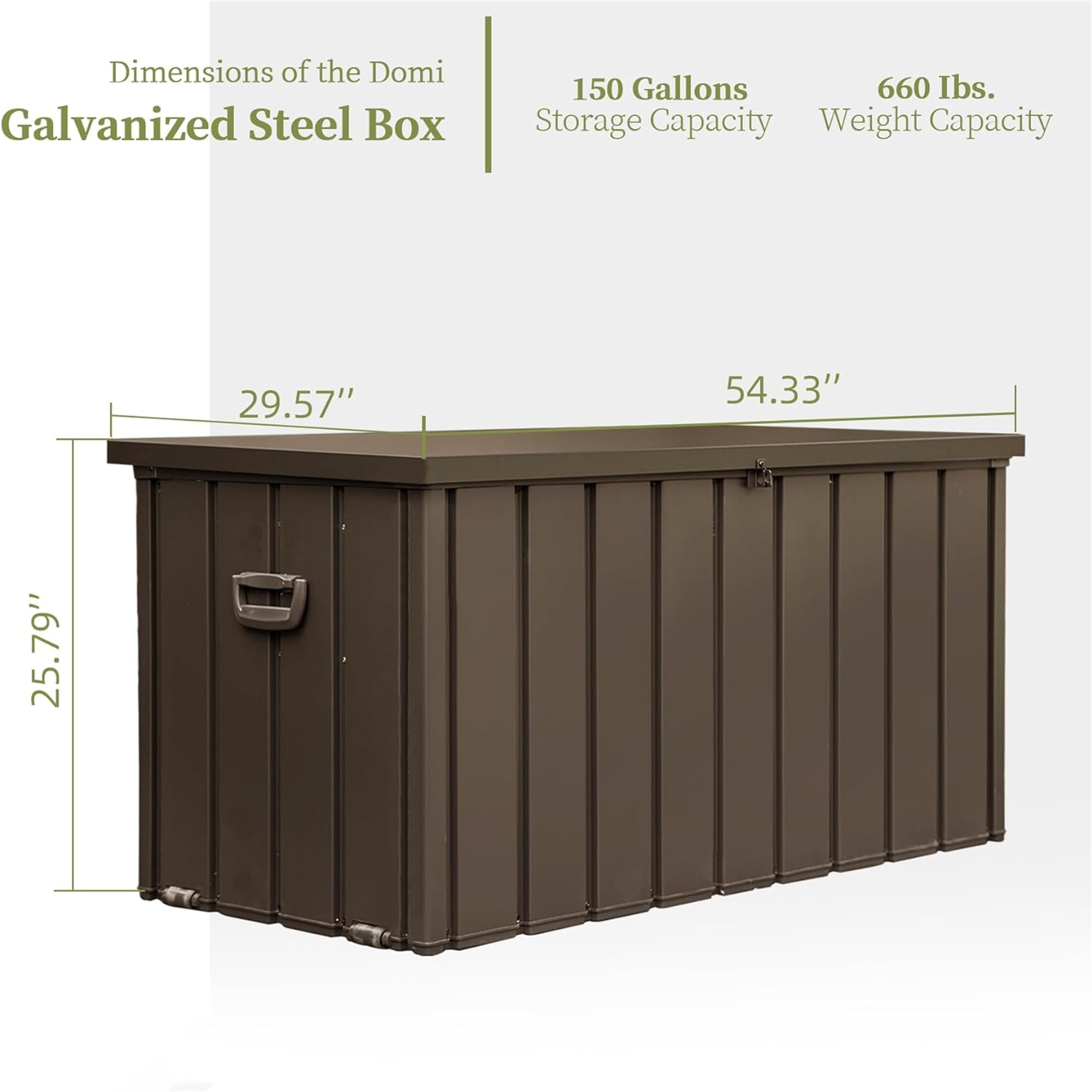 Aimee Lii 150 Gallon Outdoor Storage Deck Box Waterproof, Large Patio Storage Bin for Outside Garden Tools, Lockable, Brown