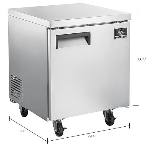 Nexel® Undercounter Refrigerator, Solid Door, 5.5 Cu. Ft., Stainless Steel