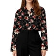 thumbnail image 5 of Delconic Womens Halloween Print Button Down Shirt Long Sleeve Casual Regular Fit Collared Blouse Ghost Floral Spider Web Top Black L, 5 of 7