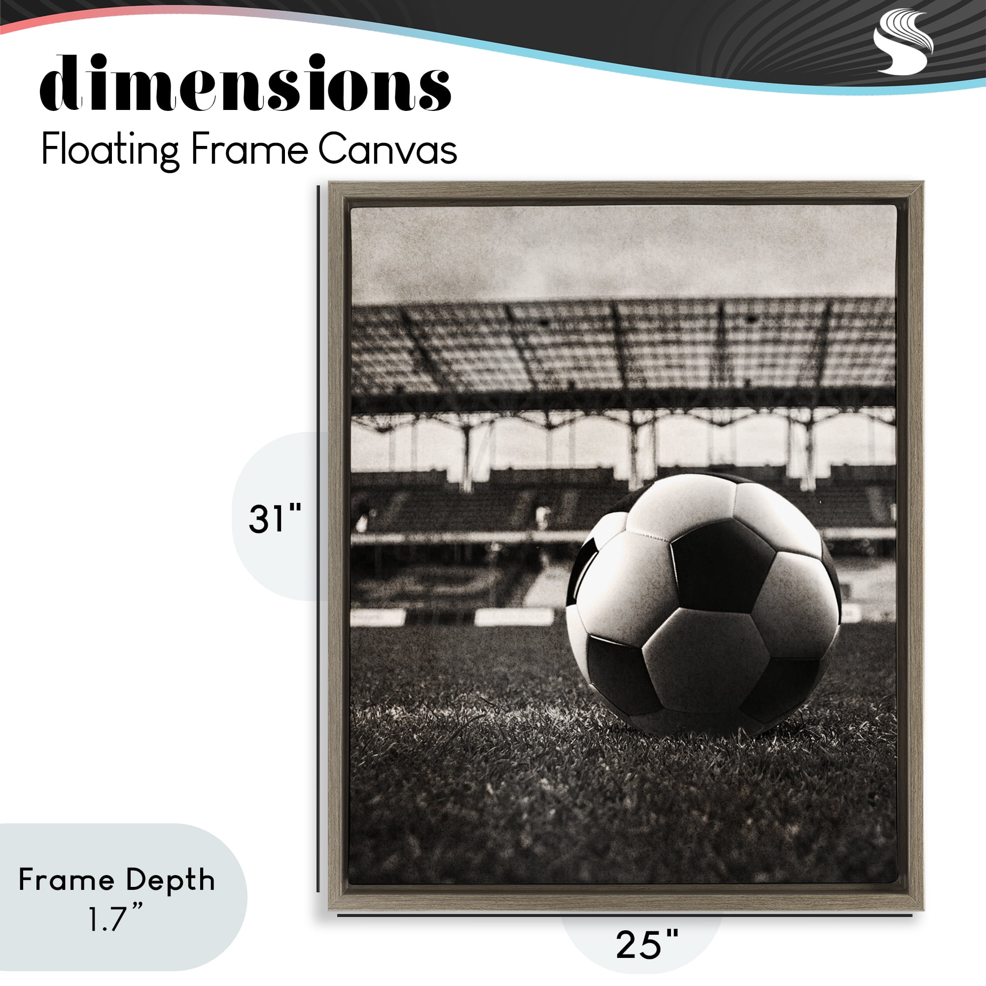 Stupell Industries Vintage Sports Soccer Brown Framed Floater Canvas Wall Art, design by Marcus Prime