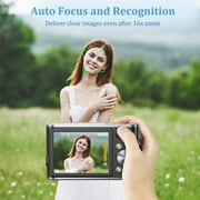 4K Digital Camera,48 MP Auto Focus Camera Selfie with Front and Rear Dual Lens with 32GB Card,1 Batteries,16x Digital Zoom,Compact Travel Blog Camera Perfect Gift for Teenagers Beginners