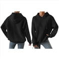 thumbnail image 3 of Sudadera con Capucha para Mujer, A , Cálida, Informal, Holgada, de Gran Tamaño. Negro S, 3 of 7