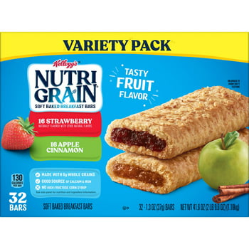-Grain Variety Pack Chewy Soft Baked Breakfast Bars, 41.6 oz, 32 Count