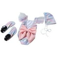 thumbnail image 4 of Gyratedream Gradient Color Sleeveless Lace Ruffle One-piece Swimwear Swimsuit With Big Back Bow For Kids Baby Girl, 4 of 10