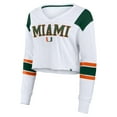 thumbnail image 2 of Women's Fanatics White Miami Hurricanes Training Camp Cropped Long Sleeve V-Neck Fashion Top, 2 of 3