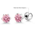 thumbnail image 6 of Gem Stone King Platinum Stud Earrings for Women Men 3.00 Ct Round 6mm Pink Zirconia, 6 of 6