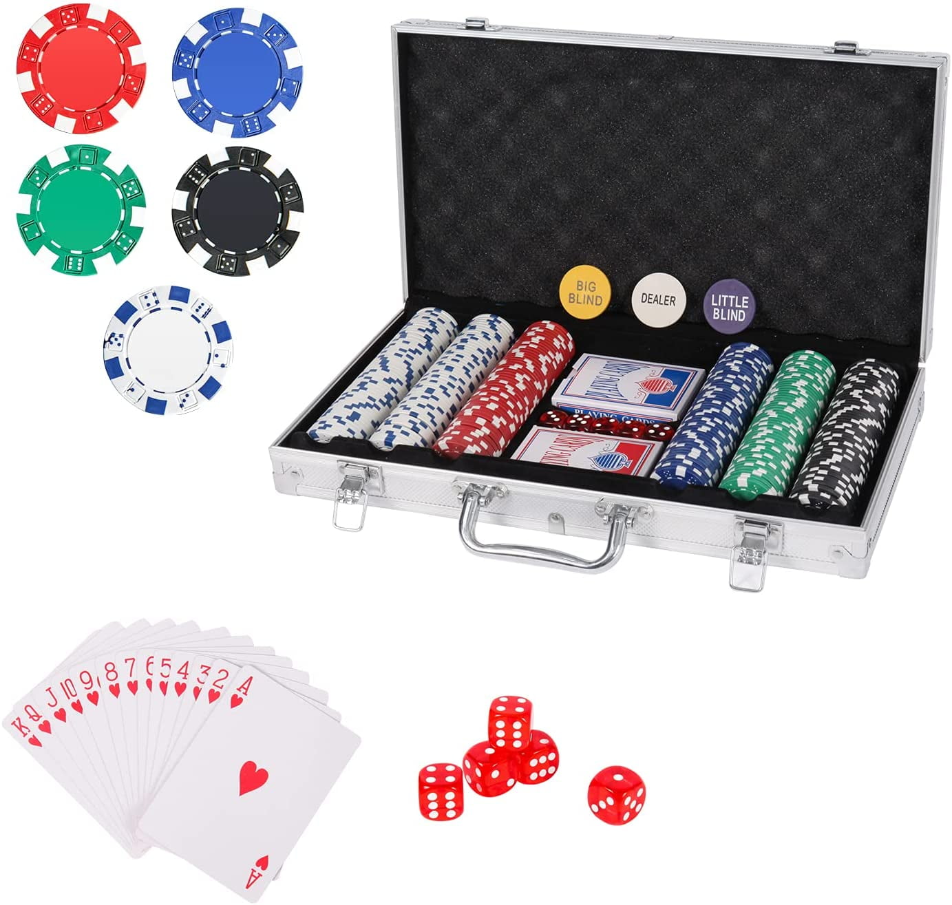 Poker Set 1 Dealer & 3 Blind Buttons 5 Cut Cards 