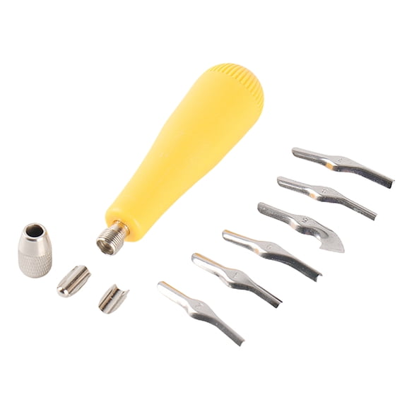 Rubber Block Stamp Cutter with 6 Carving Head Ergonomic Handle Linoleum Cutter For Block Printing Block Stamp Carving