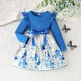 thumbnail image 2 of Odeerbi Niñas Rib Knit Floral Vestidos Algodón A-Cuello Redondo Manga Larga Hasta La Rodilla, 2 of 9
