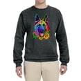 thumbnail image 2 of Wild Bobby, Colorful Happy German Shepherd Dog Animal Lover Unisex Crewneck Graphic Sweatshirt, Heather Black, Small, 2 of 3