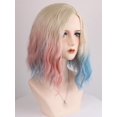 thumbnail image 3 of Peluca AKZKQKER Enid, rubia rizada, rosa y azul con diadema, 3 of 7